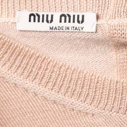 Miu Miu Blush Pink Wool Tie Back Sweater Top S