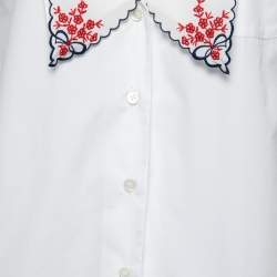 Miu Miu White Cotton Embroidered Oversized Collared Top S