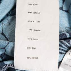 Miu Miu Blue Printed Silk Jersey Boat Neck Dress L