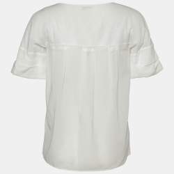 Miu Miu White Pleated Detail Cotton Top M