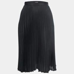 Miu Miu Black Plisse Pleated Crepe Midi Skirt XS