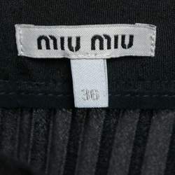 Miu Miu Black Plisse Pleated Crepe Midi Skirt XS