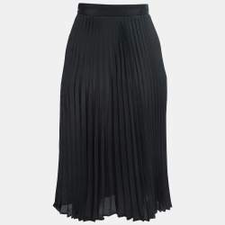 Miu Miu Black Plisse Pleated Crepe Midi Skirt XS