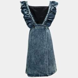 Miu Miu Blue Denim Ruffled Sleeve Midi Dress S