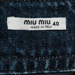 Miu Miu Blue Denim Ruffled Sleeve Midi Dress S