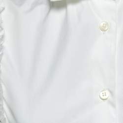 Pre Owned Miu Miu White Cotton Ruffled Sleeve Shirt S