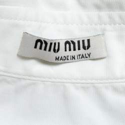 Pre Owned Miu Miu White Cotton Ruffled Sleeve Shirt S