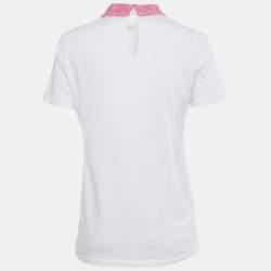 Miu Miu White Cotton Lace Collared T-Shirt L