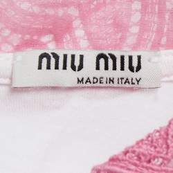 Miu Miu White Cotton Lace Collared T-Shirt L