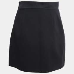 Miu Miu Black Wool Crepe Bow-Detail Mini Skirt M