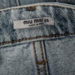 Miu Miu Blue Rhinestone-Embellished Denim Jacket & Jeans Set XS