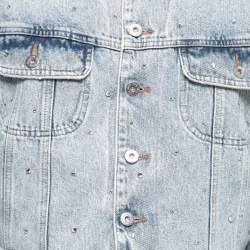 Miu Miu Blue Rhinestone-Embellished Denim Jacket & Jeans Set XS