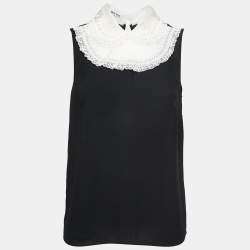 Miu Miu Monochrome Crepe Sleeveless Top XS