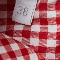 Miu Miu Red Gingham Printed Cotton Cropped Top S