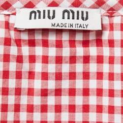 Miu Miu Red Gingham Printed Cotton Cropped Top S
