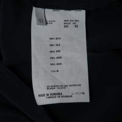 Pre Owned Miu Miu Navy Blue Silk Tie-Neck Detail Blouse M