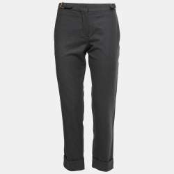 Miu Miu Grey Wool Buckle Detail Trousers S