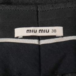 Miu Miu Grey Wool Buckle Detail Trousers S