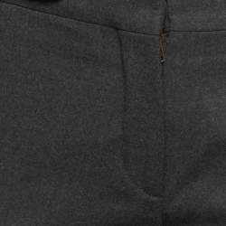 Miu Miu Grey Wool Buckle Detail Trousers S