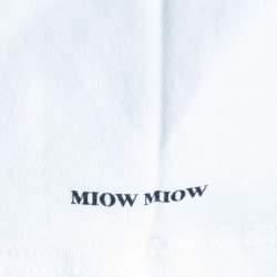 Pre Owned Miu Miu White Logo Printed Cotton Knit Crewneck T-shirt S