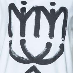 Pre Owned Miu Miu White Logo Printed Cotton Knit Crewneck T-shirt S