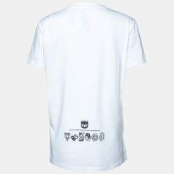 Pre Owned Miu Miu White Logo Printed Cotton Knit Crewneck T-shirt S