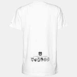 Miu Miu White Logo Printed Cotton Knit Crewneck T-Shirt S