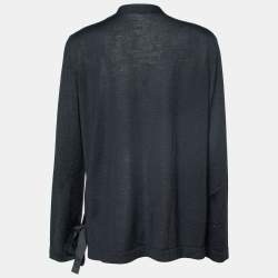 Miu Miu Black Wool & Silk Button Front Cardigan L