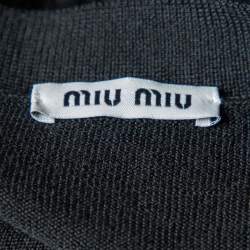 Miu Miu Black Wool & Silk Button Front Cardigan L