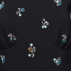 Miu Miu Black Crepe Sequin Embellished Plunge Back Dress S