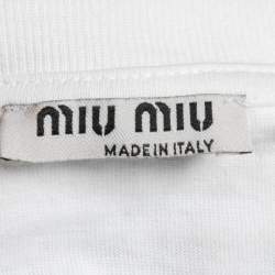 Miu Miu White Cotton Graphic Print T-Shirt M