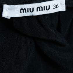 Miu Miu Black Crepe Tie Neck Ruffled Short Dress XS
