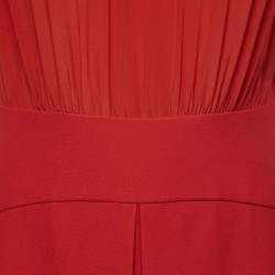 Miu Miu Red Gathered Waist Inverted Pleat Detail Dress M