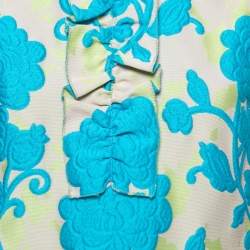Miu Miu Grey/Blue Floral Jacquard Ruched Sleeveless Short Dress M
