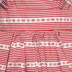 Pre Owned Miu Miu White & Red Printed Cotton Sleeveless Midi Dress M