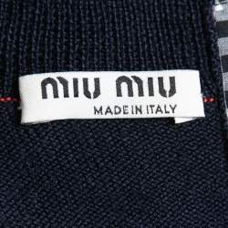 Miu Miu Navy Blue Knit Lace Bow Back Detail Sweater Top S
