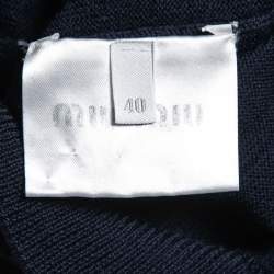 Miu Miu Navy Blue Knit Lace Bow Back Detail Sweater Top S