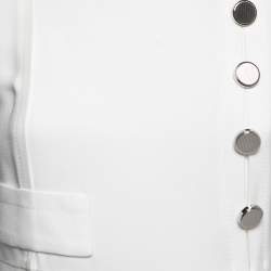 Miu Miu White Crepe Button Embellished Sleeveless Mini Dress S