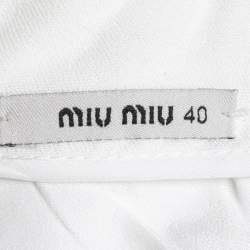 Miu Miu White Crepe Button Embellished Sleeveless Mini Dress S