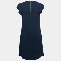 Miu Miu Navy Blue Crepe Ruffle Sleeve Short Dress M