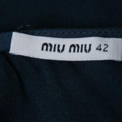 Miu Miu Navy Blue Crepe Ruffle Sleeve Short Dress M