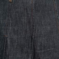 Miu Miu Dark Blue Denim Pleated Knee-Length Skirt M