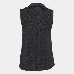 مملوكة مسبقًا Miu Miu Black Silk & Lace Sleeveless Blouse S