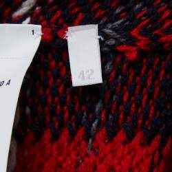 Miu Miu Red/Navy Blue Patterned Wool Knit Mini Skirt M