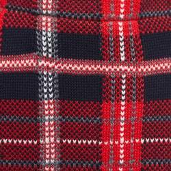 Miu Miu Red/Navy Blue Patterned Wool Knit Mini Skirt M