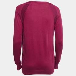 Miu Miu Magenta Pink Cashmere & Silk Knit Button Front Cardigan M