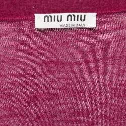 Miu Miu Magenta Pink Cashmere & Silk Knit Button Front Cardigan M