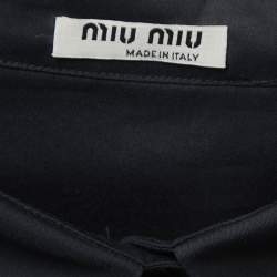 Miu Miu Black Cotton Blend Half Sleeve Button Front Shirt S