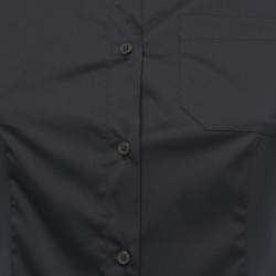 Miu Miu Black Cotton Blend Half Sleeve Button Front Shirt S