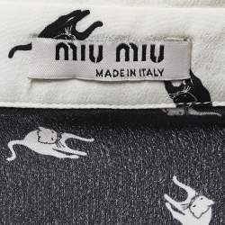 Miu Miu Black All Over Cat Print Crepe Button Front Full Sleeve Shirt M